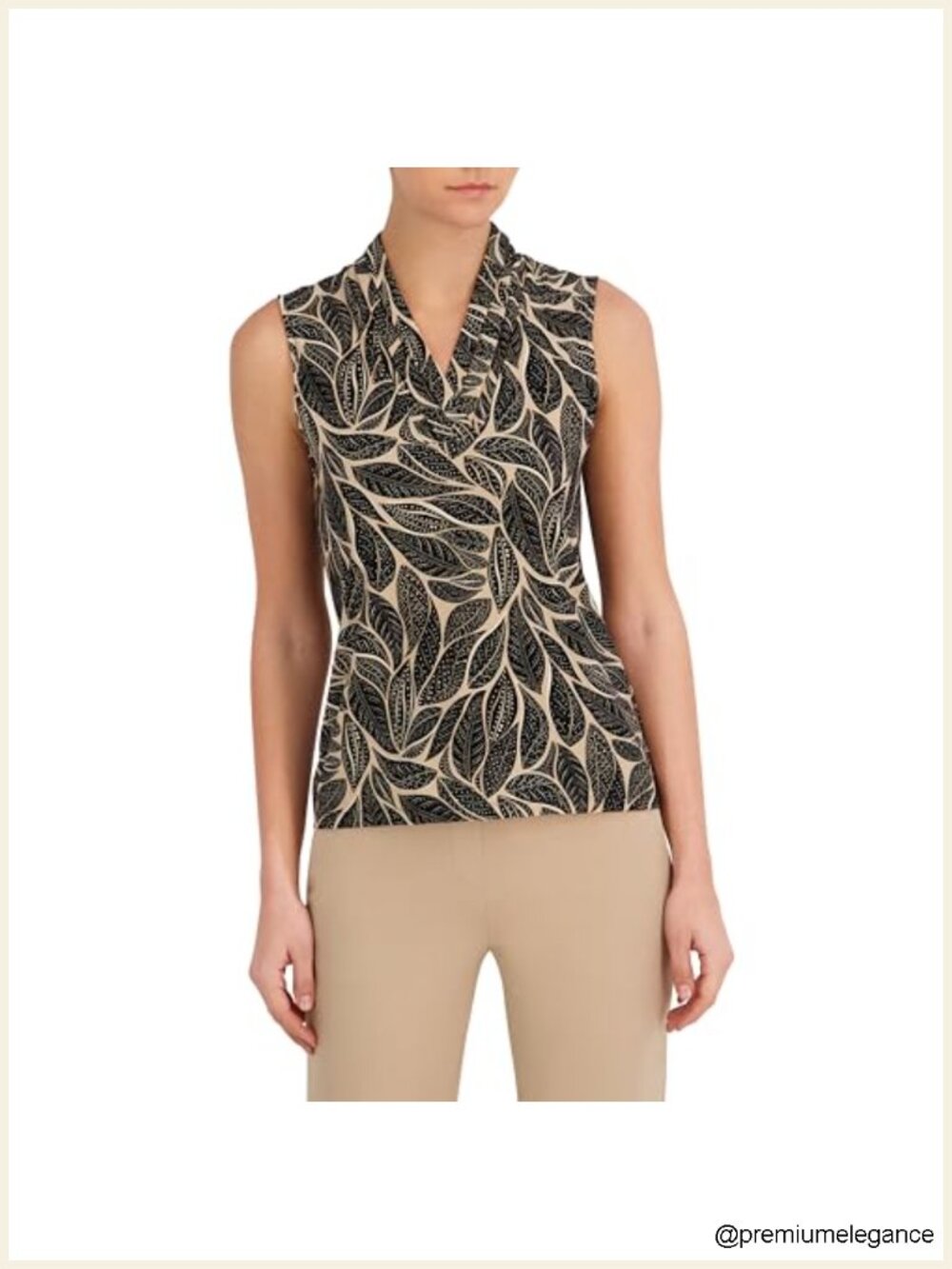Anne Klein Sleeveless V-Neck Pleated Top - Women's Designer Blouse
